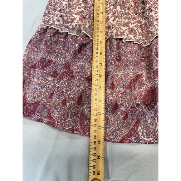 Japna Dress Womens Medium Purple Floral Boho Long Sleeve Deep V Waist Tie India - Picture 10 of 10